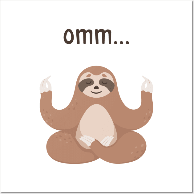 Cute sloth sitting lotus yoga pose. Funny sloth meditate Wall Art by crocozen